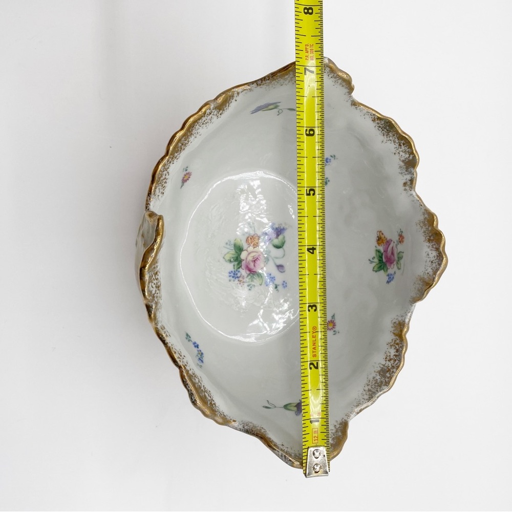 Gold Trimmed Trinket Bowl Candy Bowl with Flower Accent Bowl - Picture 9 of 11